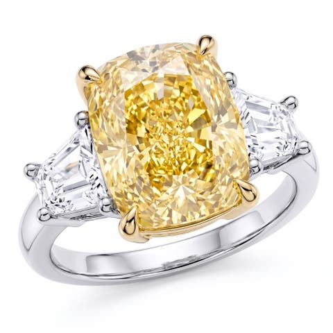 Certified Platinum & Gold Intense 5.50Ct Cushion Diamond Engagement Ring