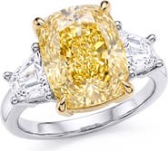 Bliss Diamond Certified Platinum & Gold Intense 5.50Ct Cushion Diamond Engagement Ring