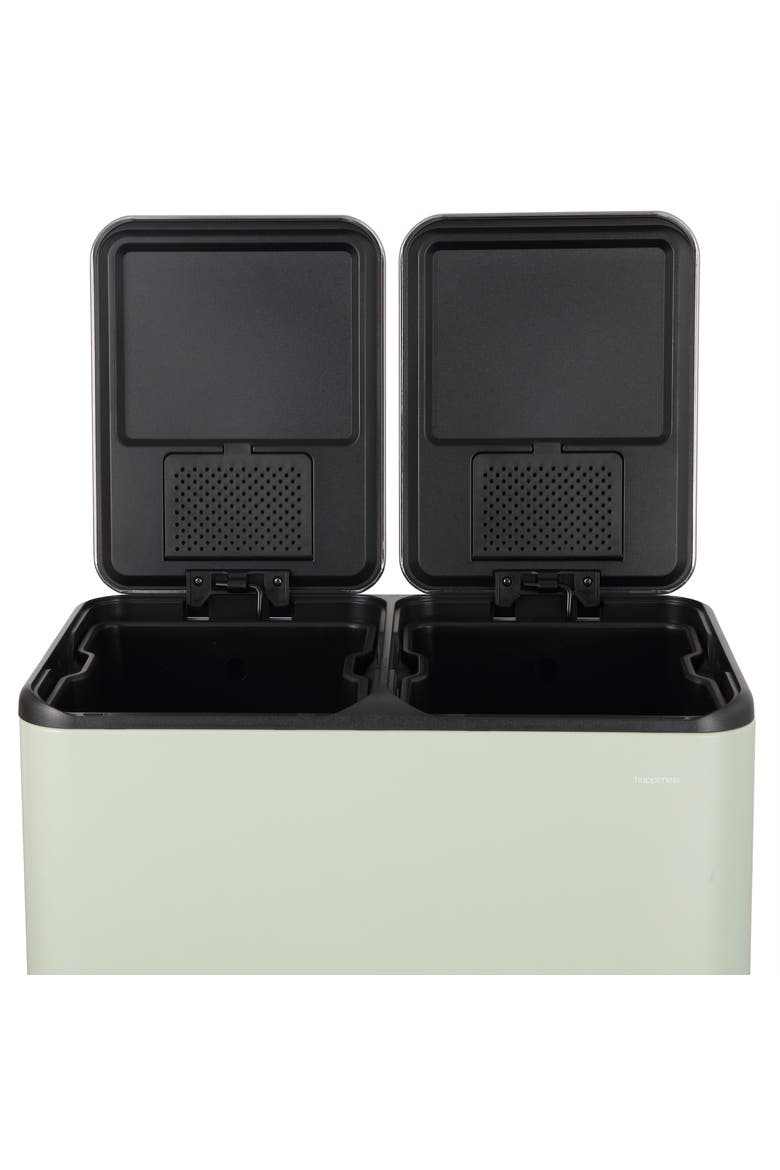 Zipple Rectangular Dual Compartment Recycling Step Pedal Trash Can with Soft-Close Double Lids, Alternate, color, Pistachio Gelato
