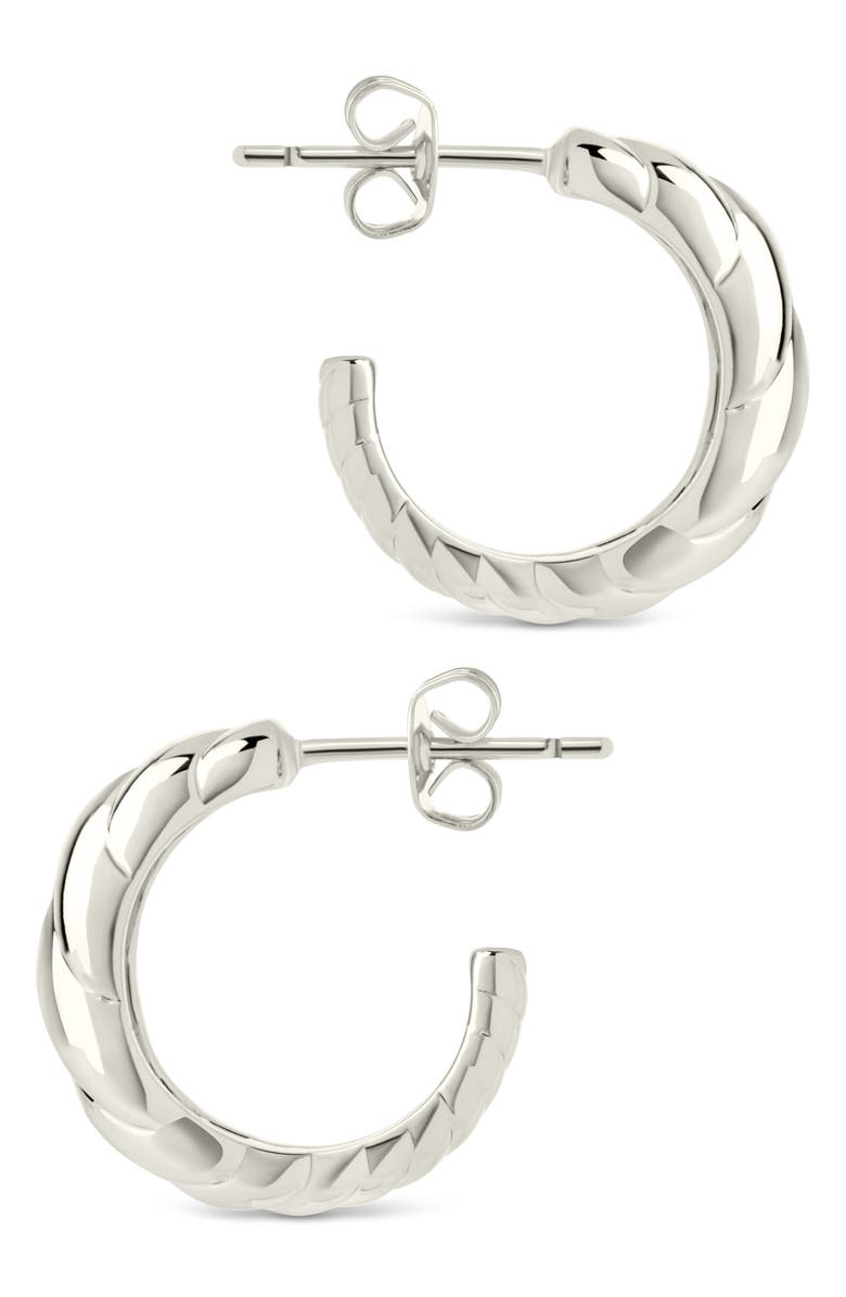 Sterling Forever Preston Tapered Croissant Hoop Earrings, Alternate, color, Silver