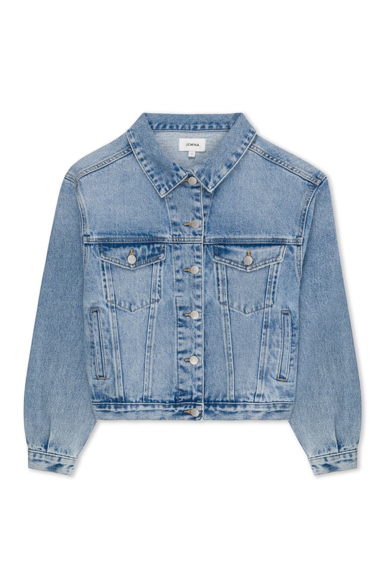 The Aura Crop Denim Jacket, Alternate, color, Medium Blue
