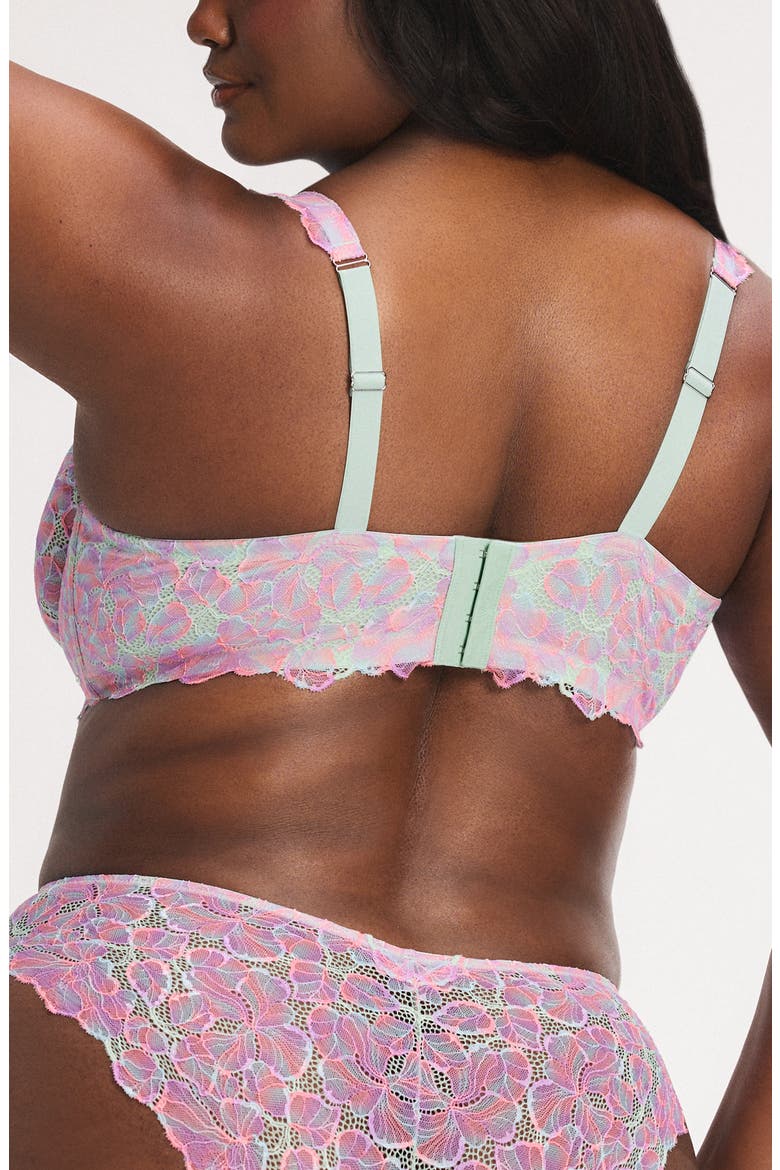 Sun Tide Floral Lace Unlined Balconette Bra, Alternate, color, SHY GREEN