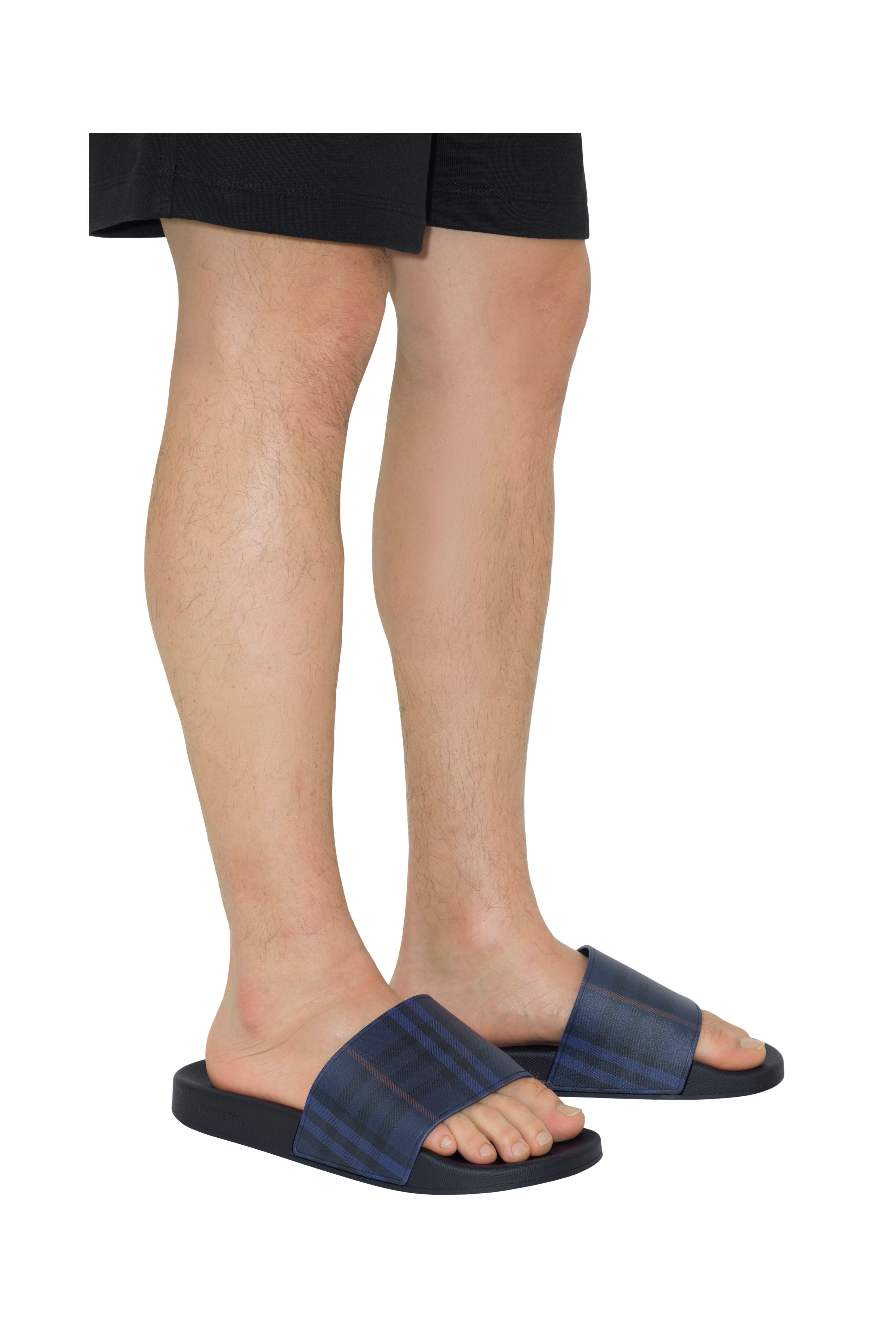 Burberry Check Slides, Alternate, color, Midnight