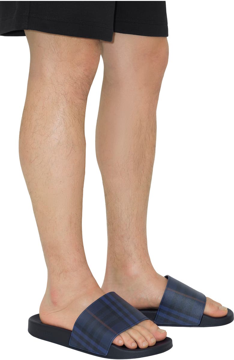 Burberry Check Slides, Alternate, color, Midnight