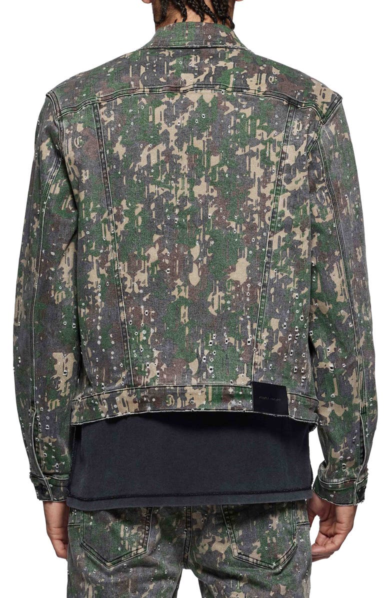 PURPLE BRAND Militaire Buckshot Camo Trucker Jacket, Alternate, color, Aop