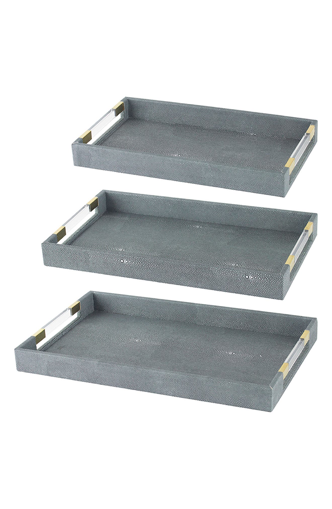 Set of 3 Margo Trays with Lucite Handles