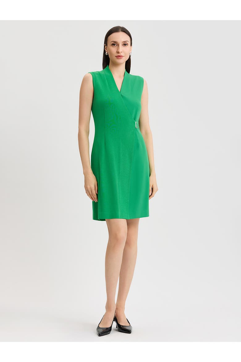 Mixed Media Faux Wrap Dress, Main, color, Clover Field