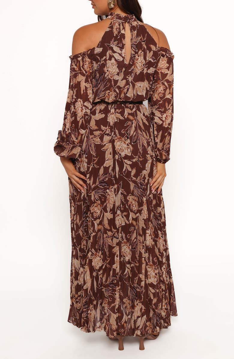 Petal & Pup Hillary Floral Cold Shoulder Long Sleeve Maxi Dress, Alternate, color, Brown Floral