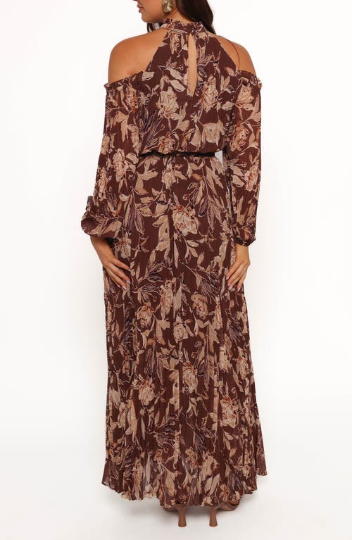 Petal And Pup Petal & Pup Hillary Floral Cold Shoulder Long Sleeve Maxi Dress In Multi