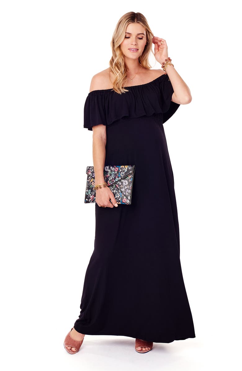 Ingrid & Isabel<sup>®</sup> Off the Shoulder Maternity Maxi Dress, Alternate, color,
