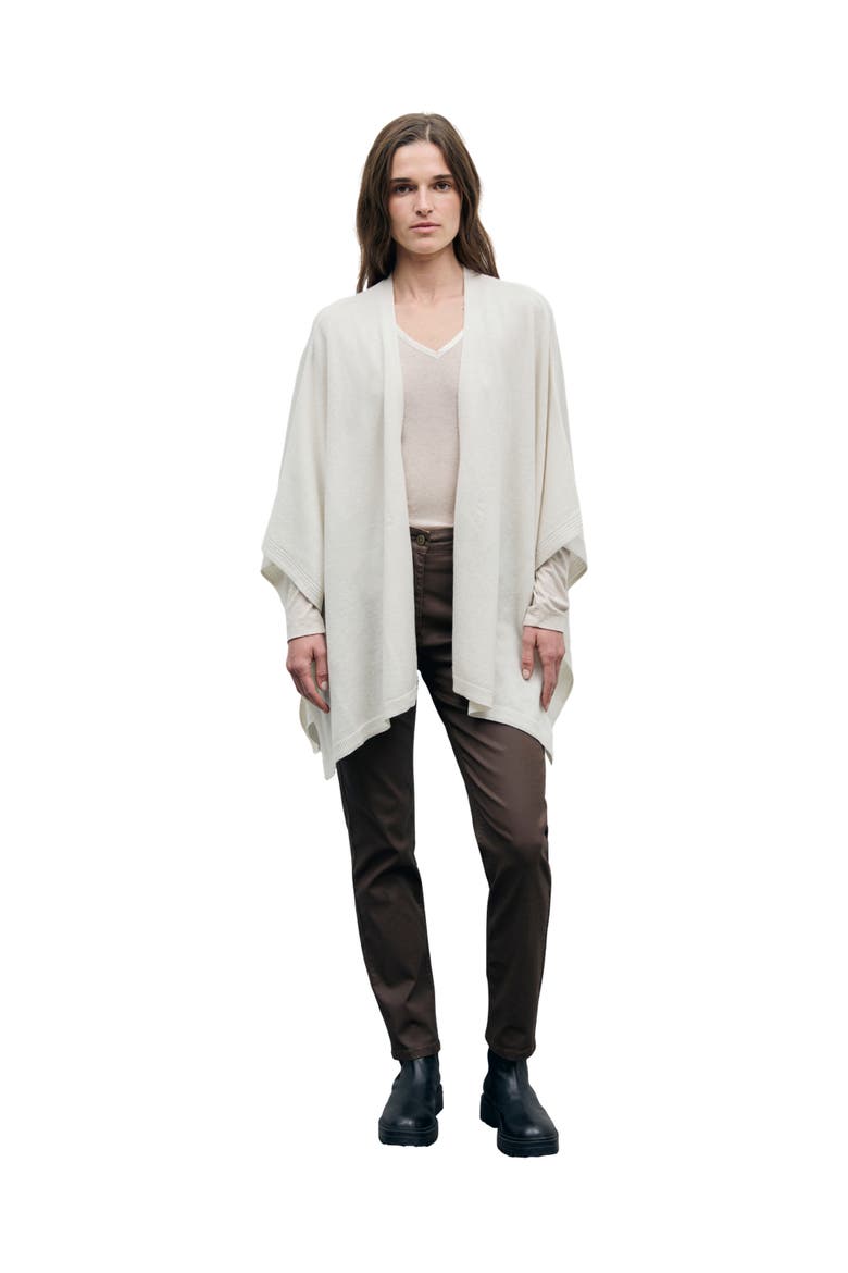 Reya Long Sleeve Draped Poncho, Alternate, color, Ecru