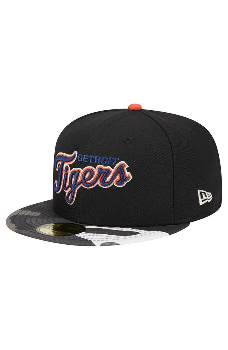 New Era Men's New Era Black Detroit Tigers Metallic Camo 59FIFTY Fitted Hat, Alternate, color, 