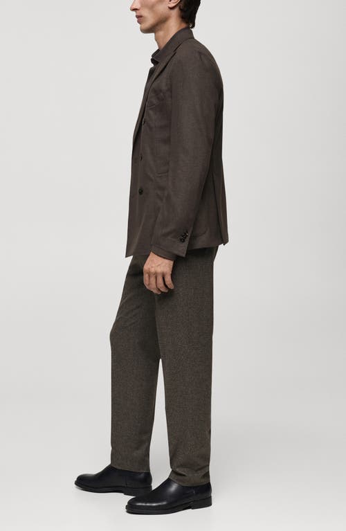 MANGO MANGO PLEATED MICRO HOUNDSTOOTH CHECK VIRGIN WOOL BLEND DRESS PANTS
