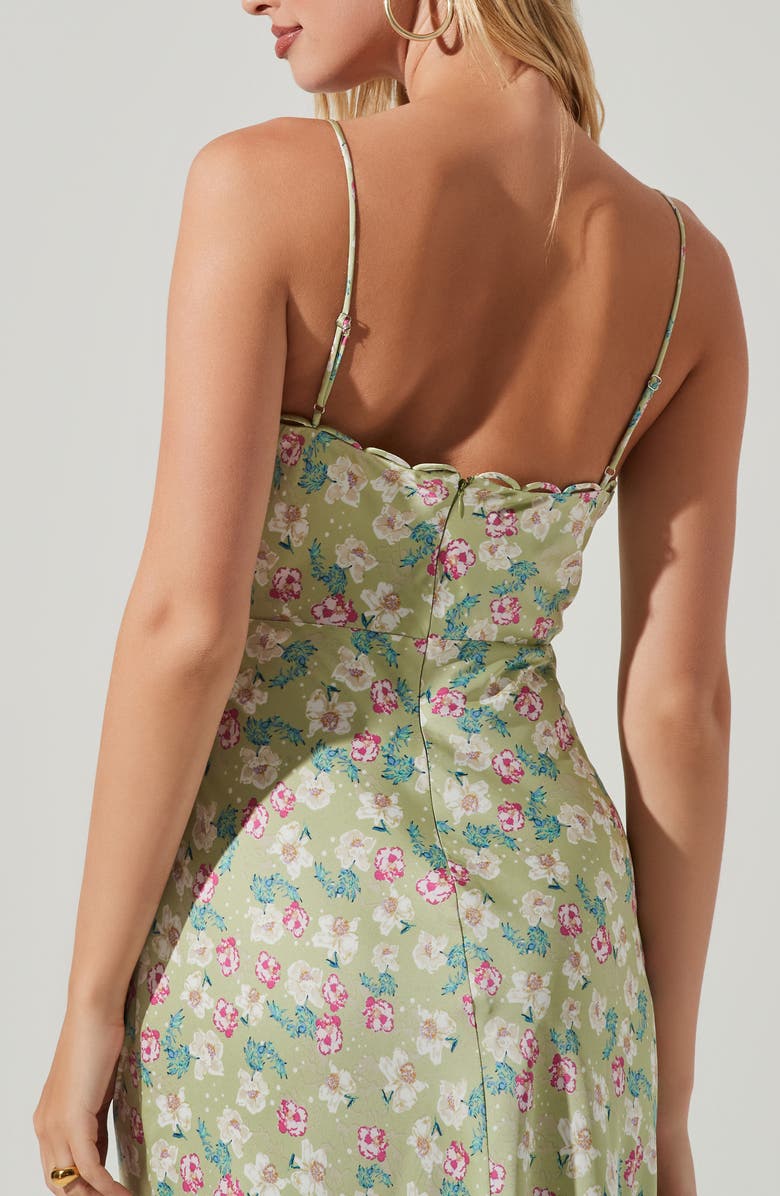 ASTR the Label Florentina Floral Print Scallop Neck Slipdress, Alternate, color,