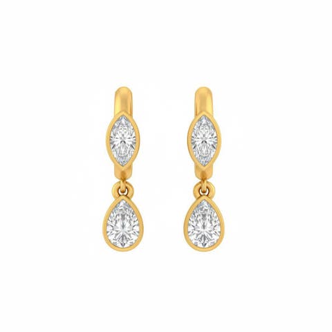Lab Grown Diamond Marquise/Pear Huggie Earrng 14K