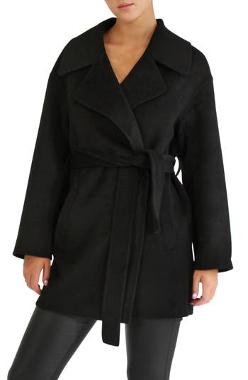 Belle & Bloom Eternal Flame Tie Waist Wool Blend Coat
