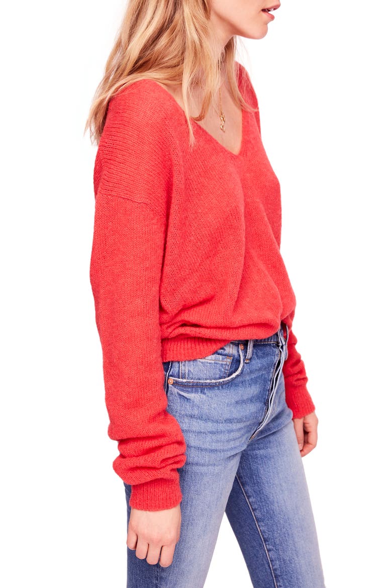 Gossamer V-Neck Sweater, Alternate, color, CORAL