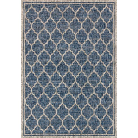 Trebol Moroccan Trellis Textured Weave Indoor/Outdoor Area Rug
