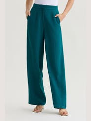 Misook Naomi Wide Leg Crepe de Chine Pant