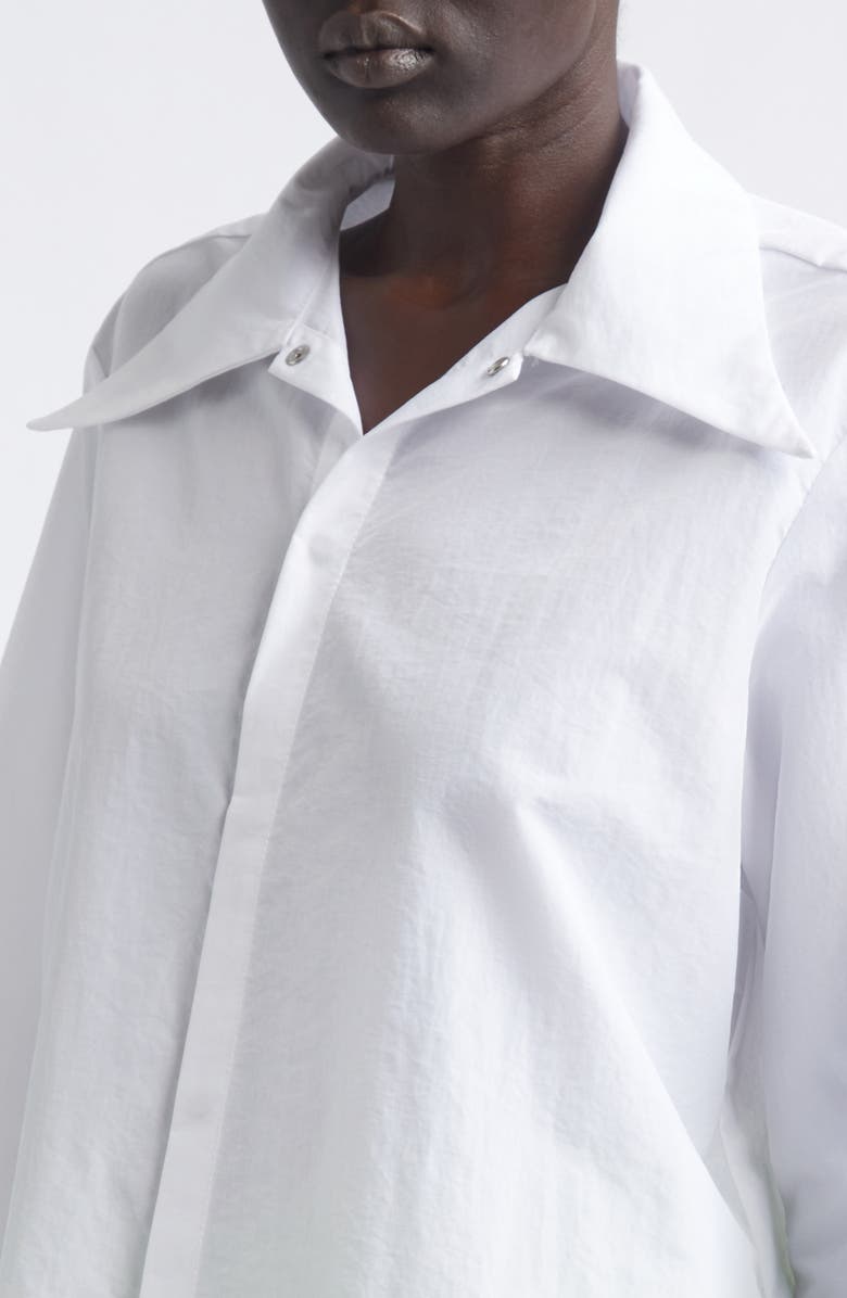 COMING OF AGE Nylon Blend Snap-Up Shirt, Alternate, color, White Nylon