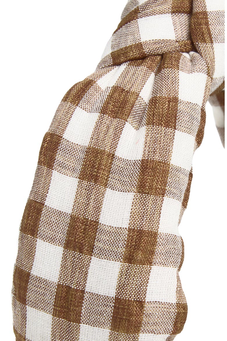 Knotted Gingham Headband, Alternate, color, WALNUT