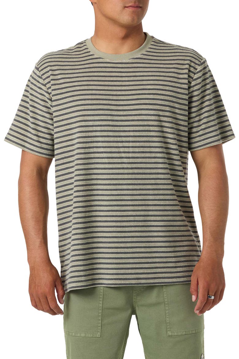 Frontiers Stripe Terry Cloth T-Shirt, Main, color, SEAGRASS