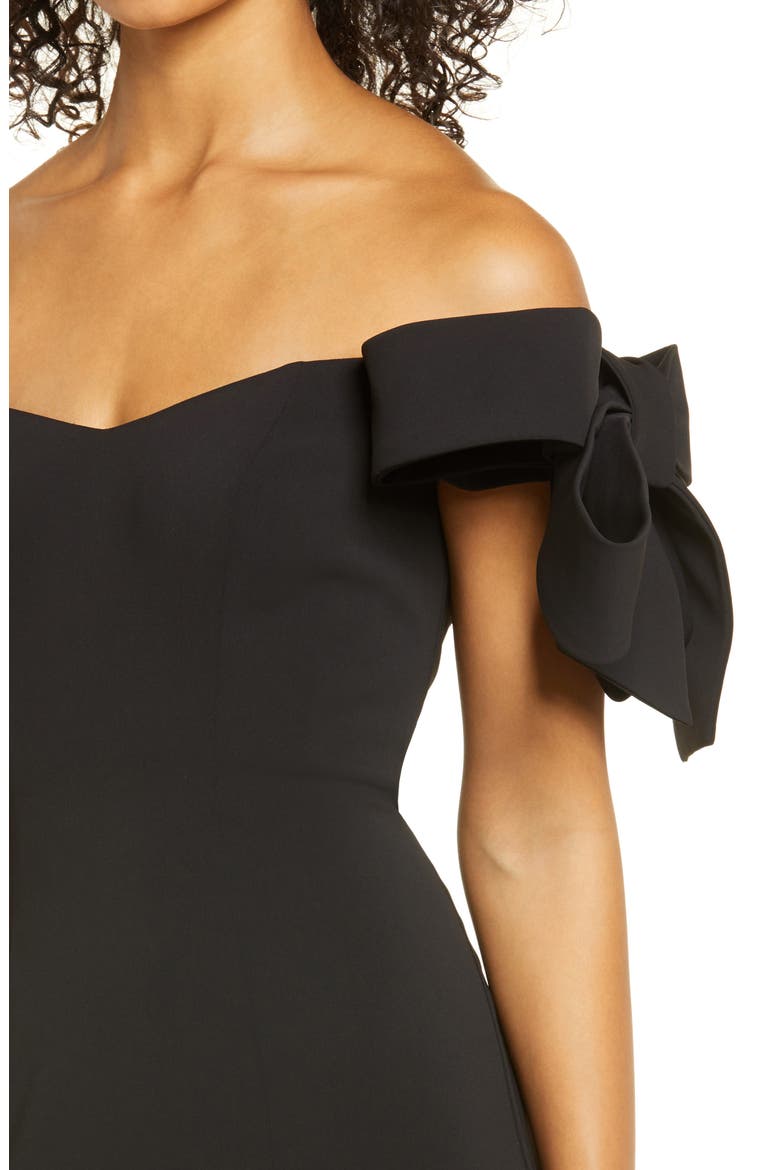 Off the Shoulder Bow Sleeve Mermaid Gown, Alternate, color, BLACK