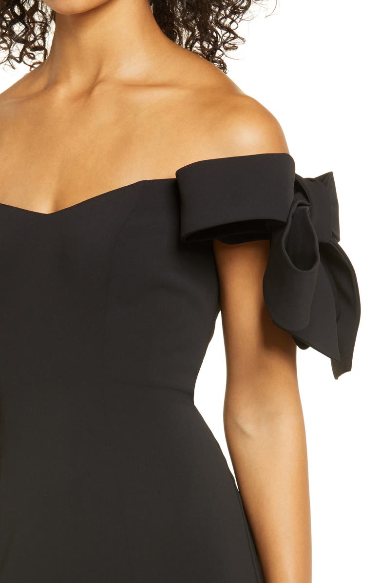 Badgley Mischka Collection Off the Shoulder Bow Sleeve Mermaid Gown, Alternate, color,