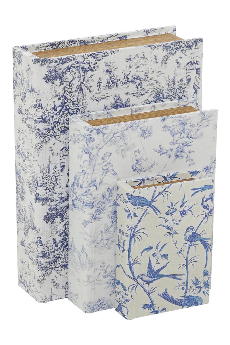 Set of 3 Faux Book Boxes, Main, color, WHITE