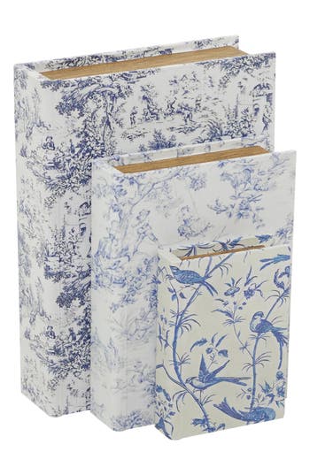 Sonoma Sage Home Set Of 3 Faux Book Boxes In White