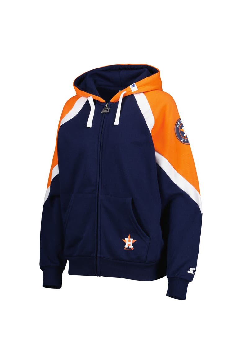 Women's Starter Navy/Orange Houston Astros Hail Mary Full-Zip Hoodie, Alternate, color, Navy