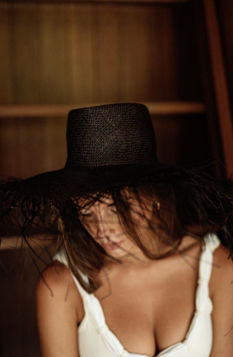BRUNNA.CO The Catalina Frayed Straw Sun Hat, Alternate, color, Black