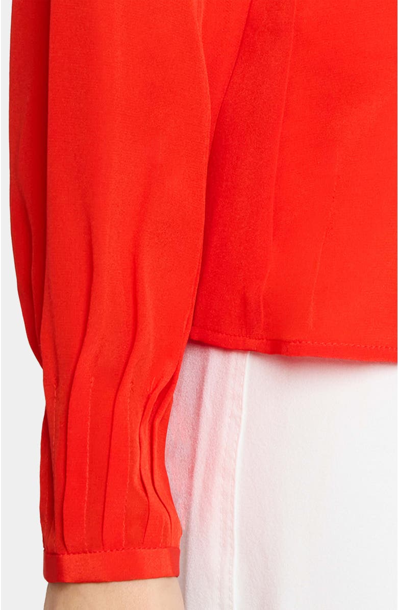 Santorelli WINNIE Long Sleeve Buttoned Blouse in Silk Crepe de Chine, Alternate, color, Poppy
