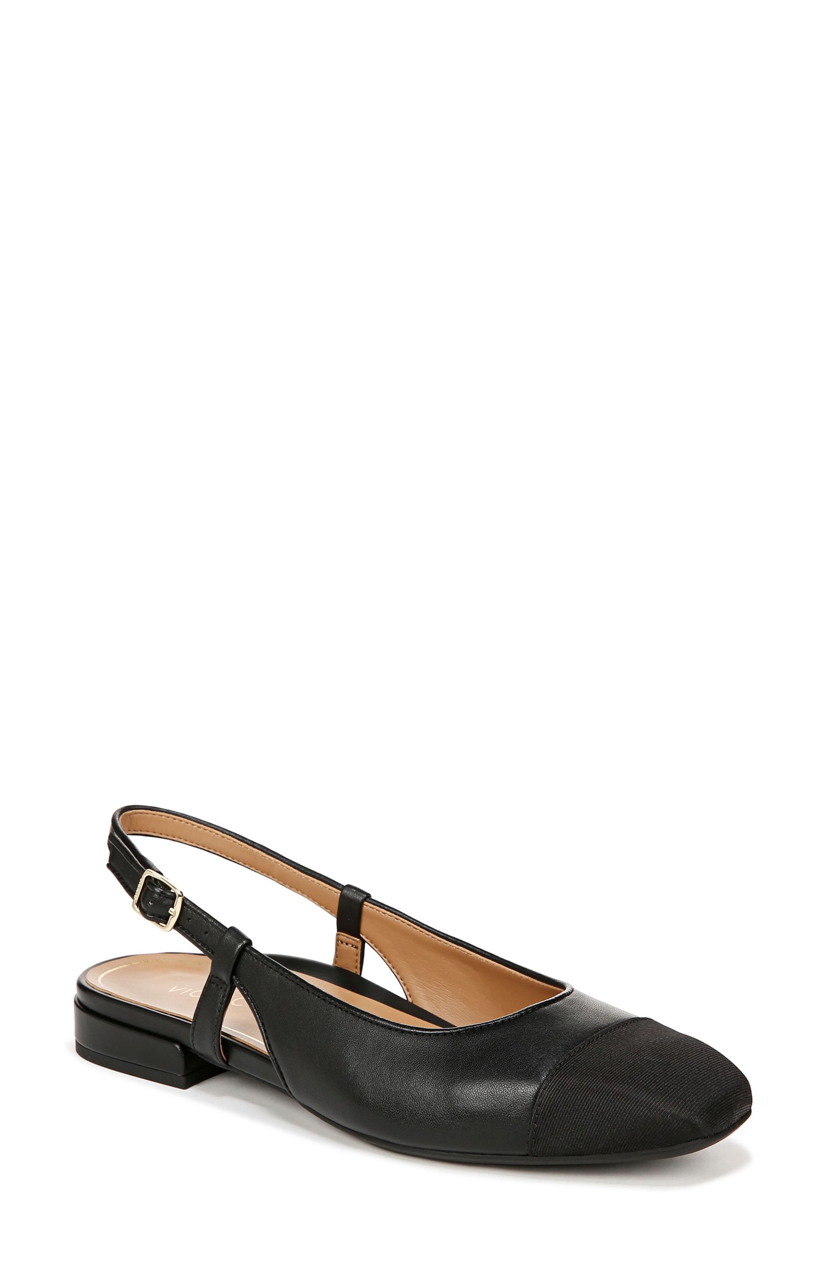 Vionic Petaluma Slingback Flat, Main, color, Black Leather