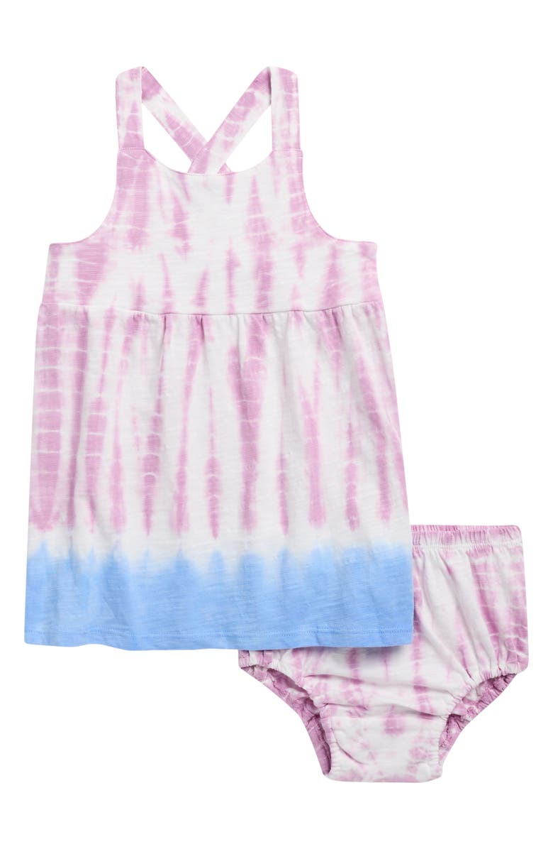 Splendid Capri Tie Dye Cotton Blend Dress with Bloomers, Main, color, Pink Flower Tie Dye