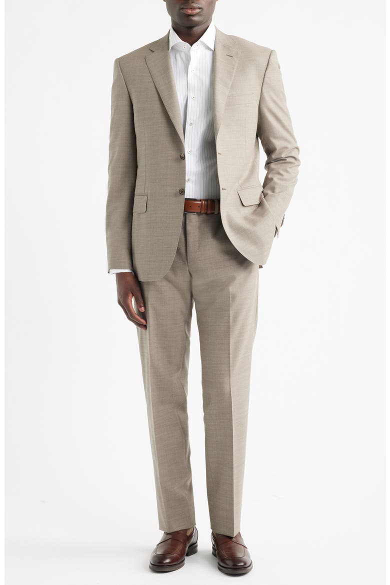 Siena Regular Fit Tan Mélange Stretch Wool Suit, Main, color, BEIGE