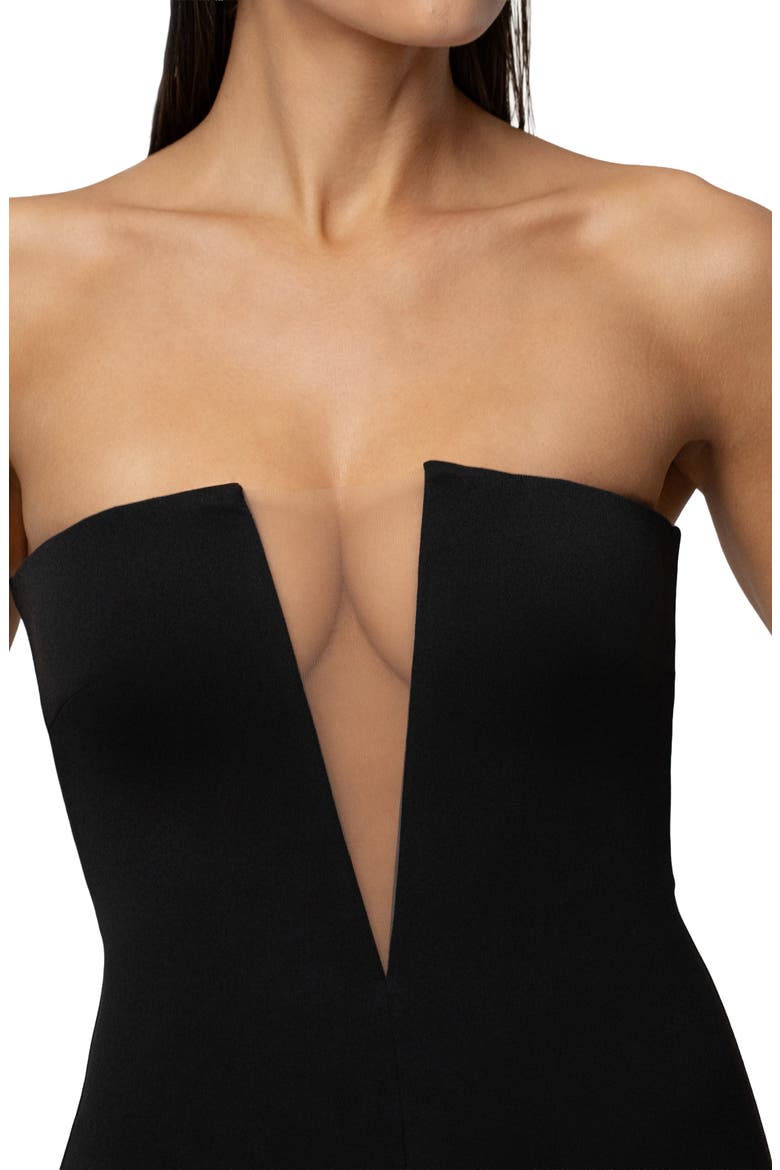 Midnight Illusion Strapless Gown, Alternate, color, BLACK