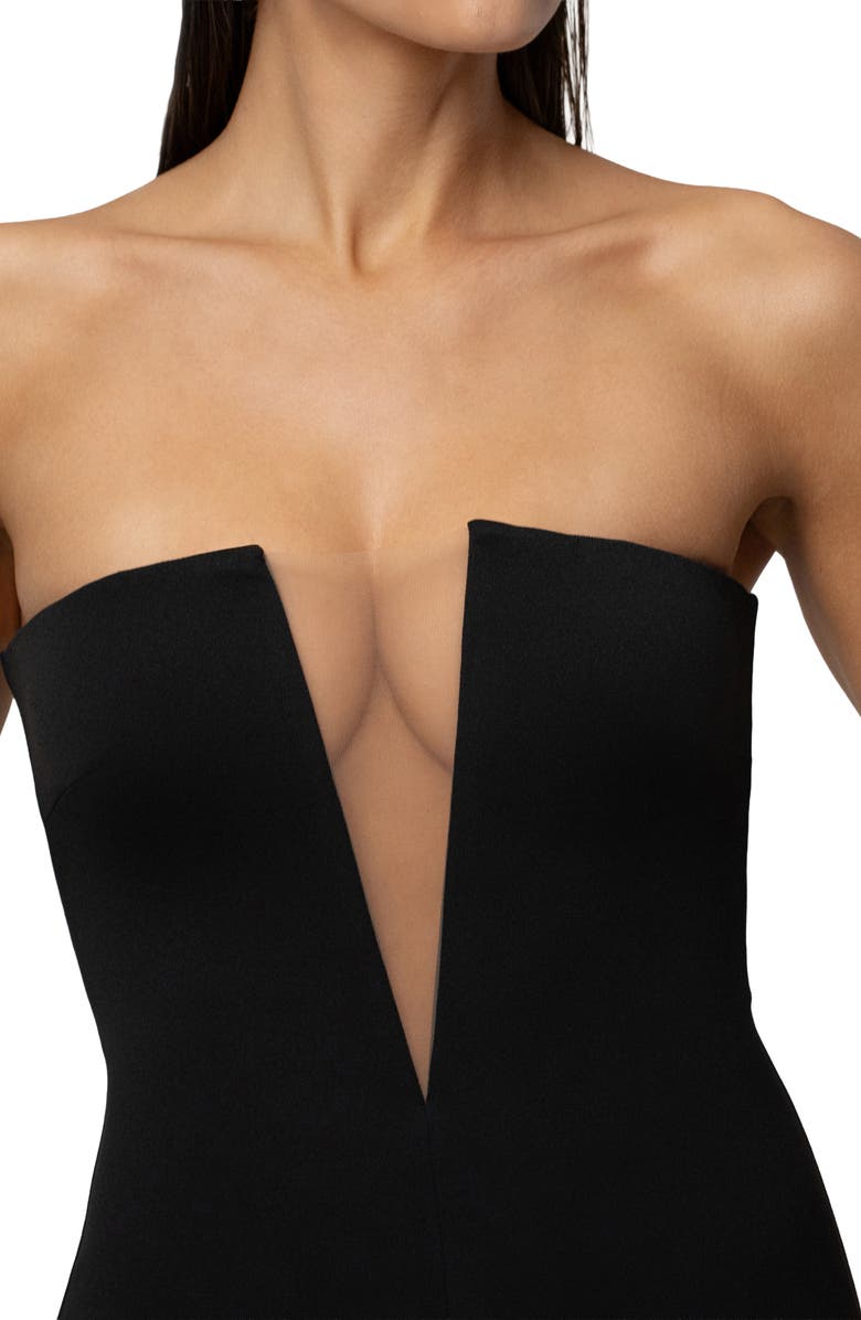 JLUXLABEL Midnight Illusion Strapless Gown, Alternate, color, Black