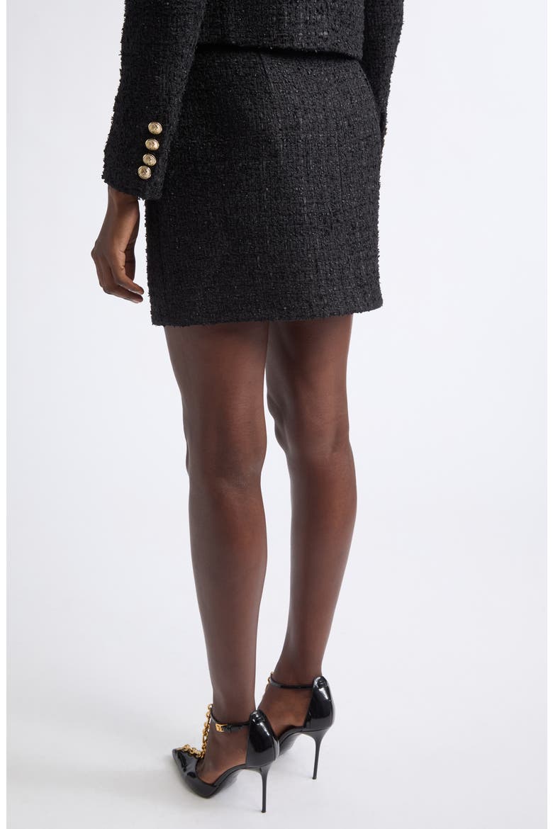 Button Cotton Blend Tweed Miniskirt, Alternate, color, 0PA BLACK