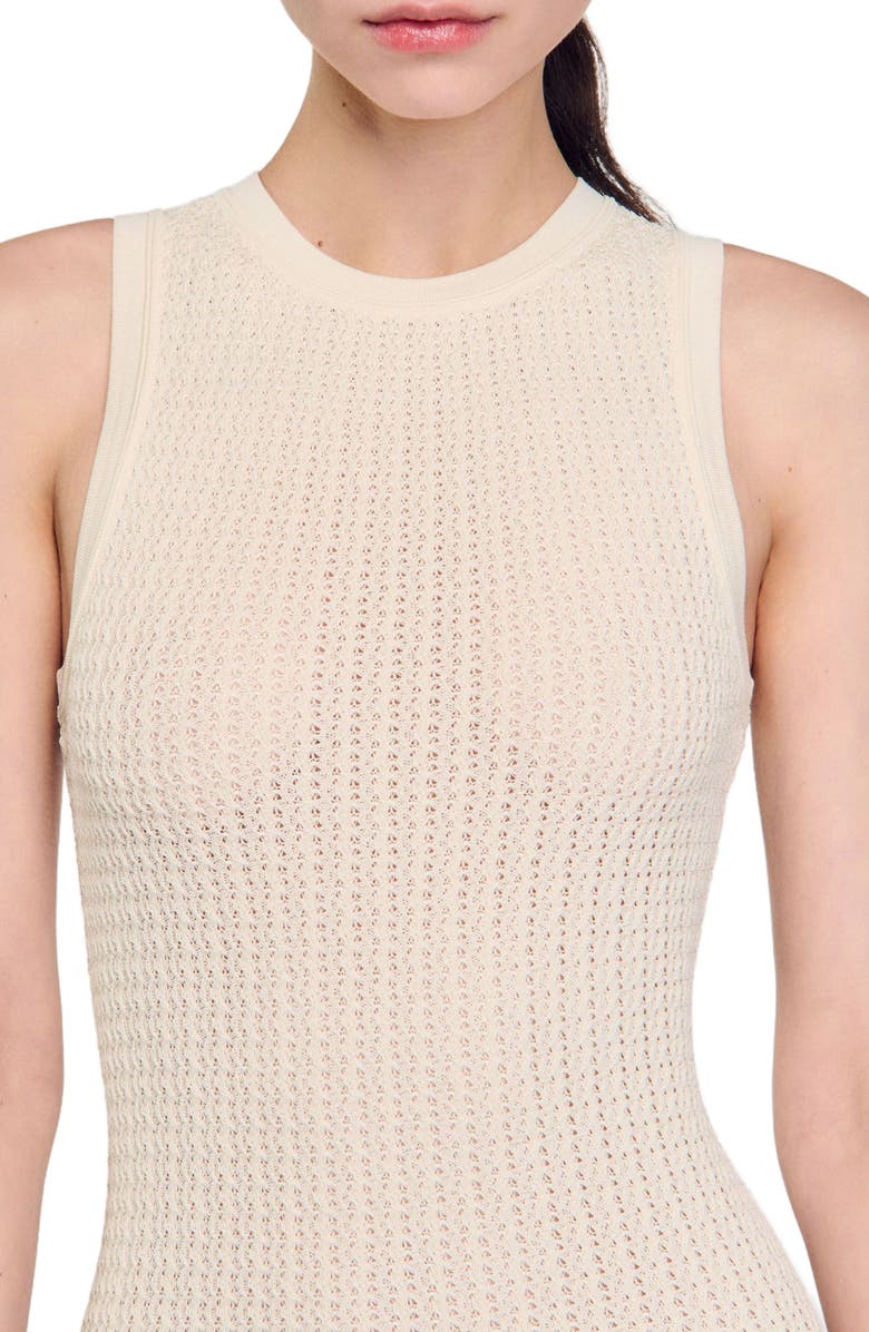 SANDRO Mini knit dress with ruffle, Alternate, color, 