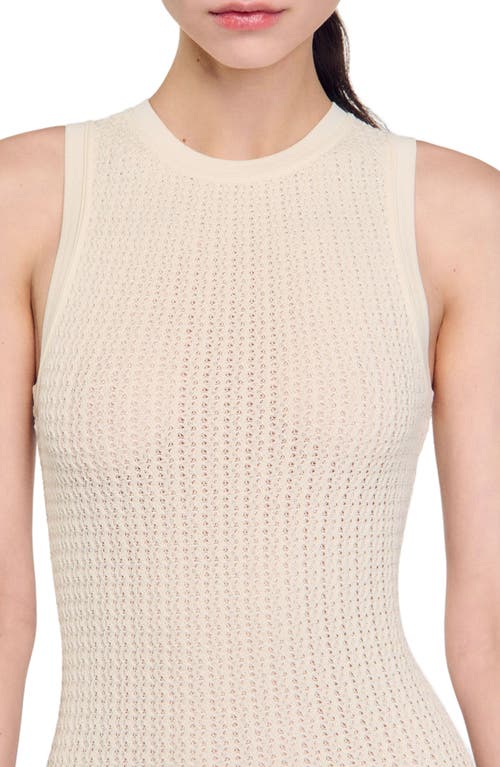 Sandro Knitted Ruffle-trim Mini Dress In Ecru