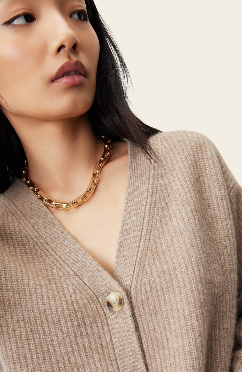 Italic Billie Chunky Cashmere Cardigan, Alternate, color, Taupe