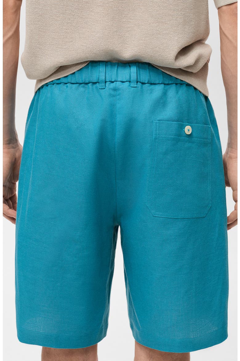 Drawstring Cotton & Linen Bermuda Shorts, Alternate, color, TURQUOISE