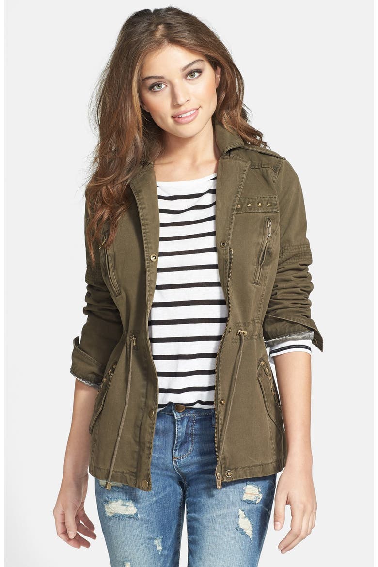 Studded Army Anorak, Main, color, OLIVE