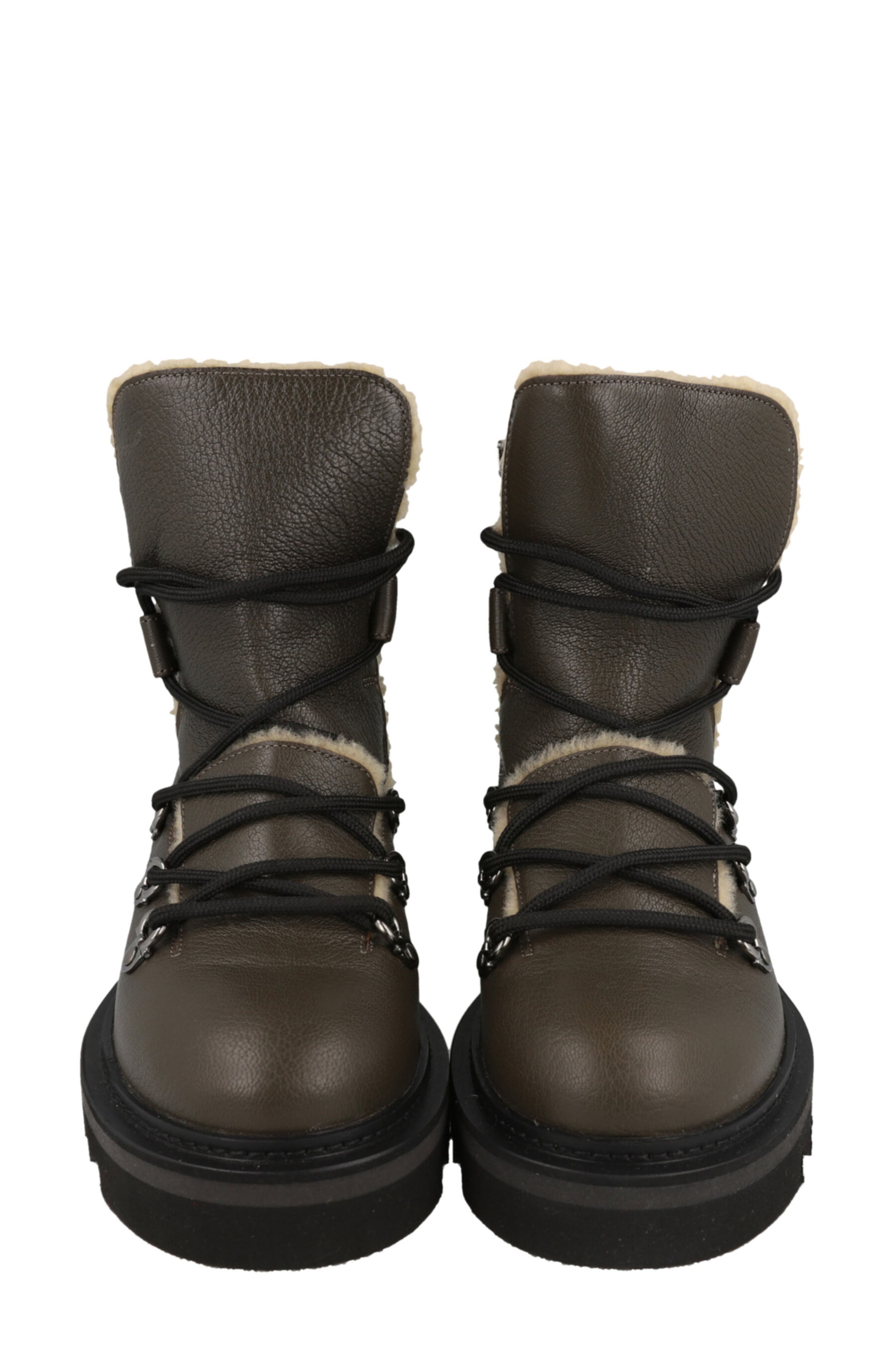 FERRAGAMO Elimo Genuine Shearling Leather Boot, Alternate, color, Dark Grey