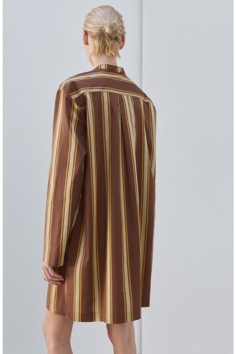 Stripe Long Sleeve Cotton Nightgown, Alternate, color, BROWN