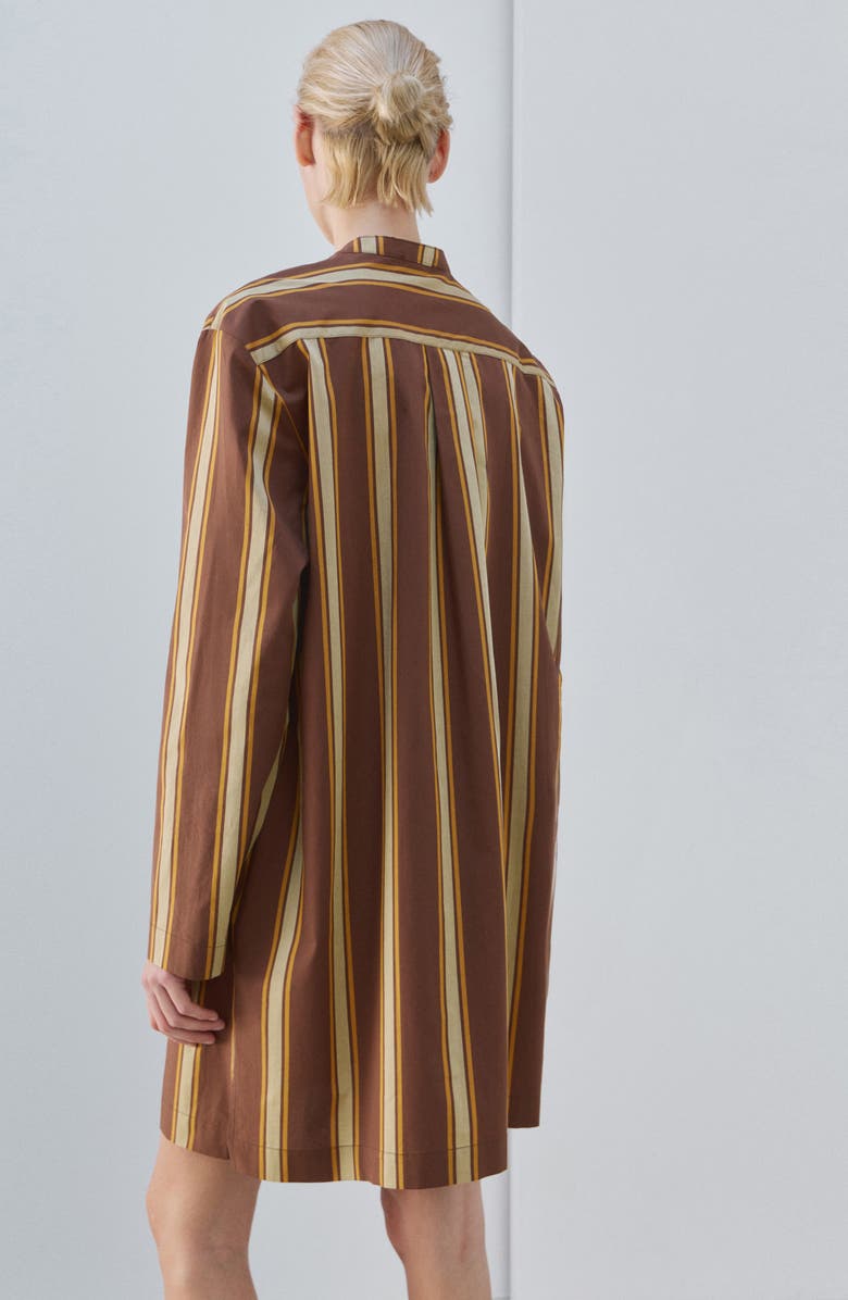 MANGO Stripe Long Sleeve Cotton Nightgown, Alternate, color, Brown