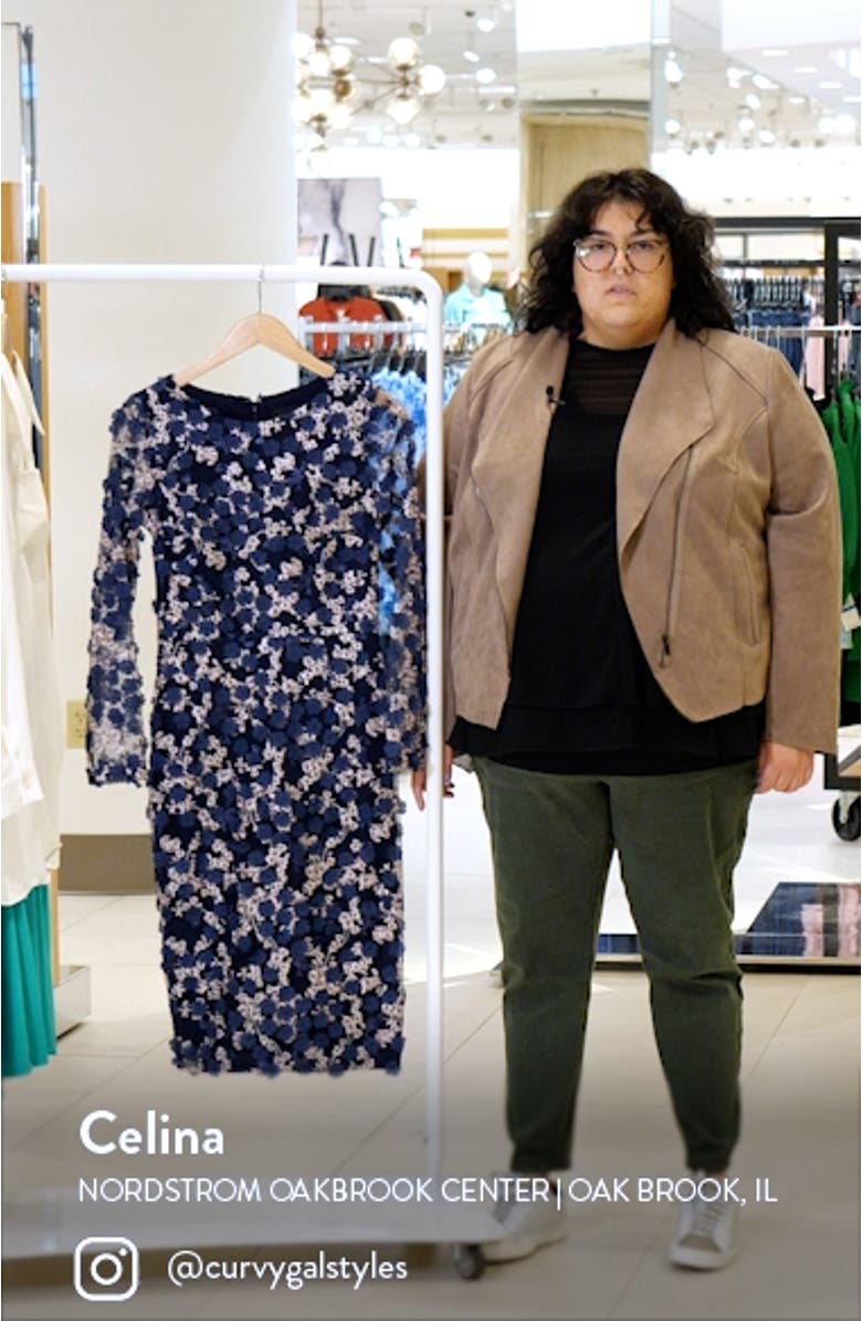 Xscape Long Sleeve Floral Sheath Dress, sales video thumbnail