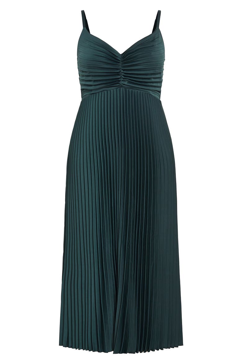 Ariana Pleat Dress, Alternate, color, EMERALD