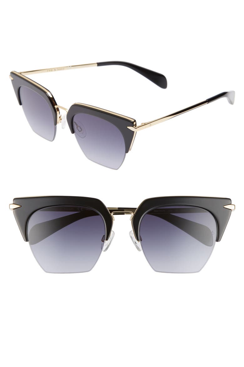 51mm Cat Eye Sunglasses, Main, color, BLACK/ GOLD